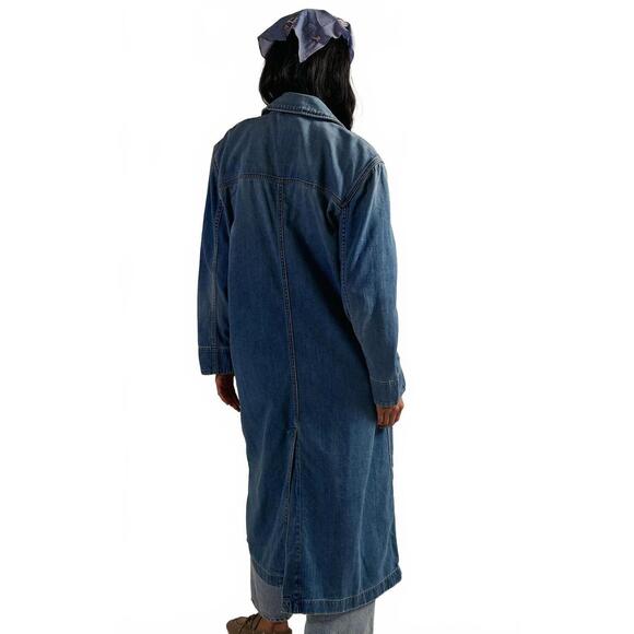 NEW FREE PEOPLE monique maxi duster in indigo - Picture 3 of 5